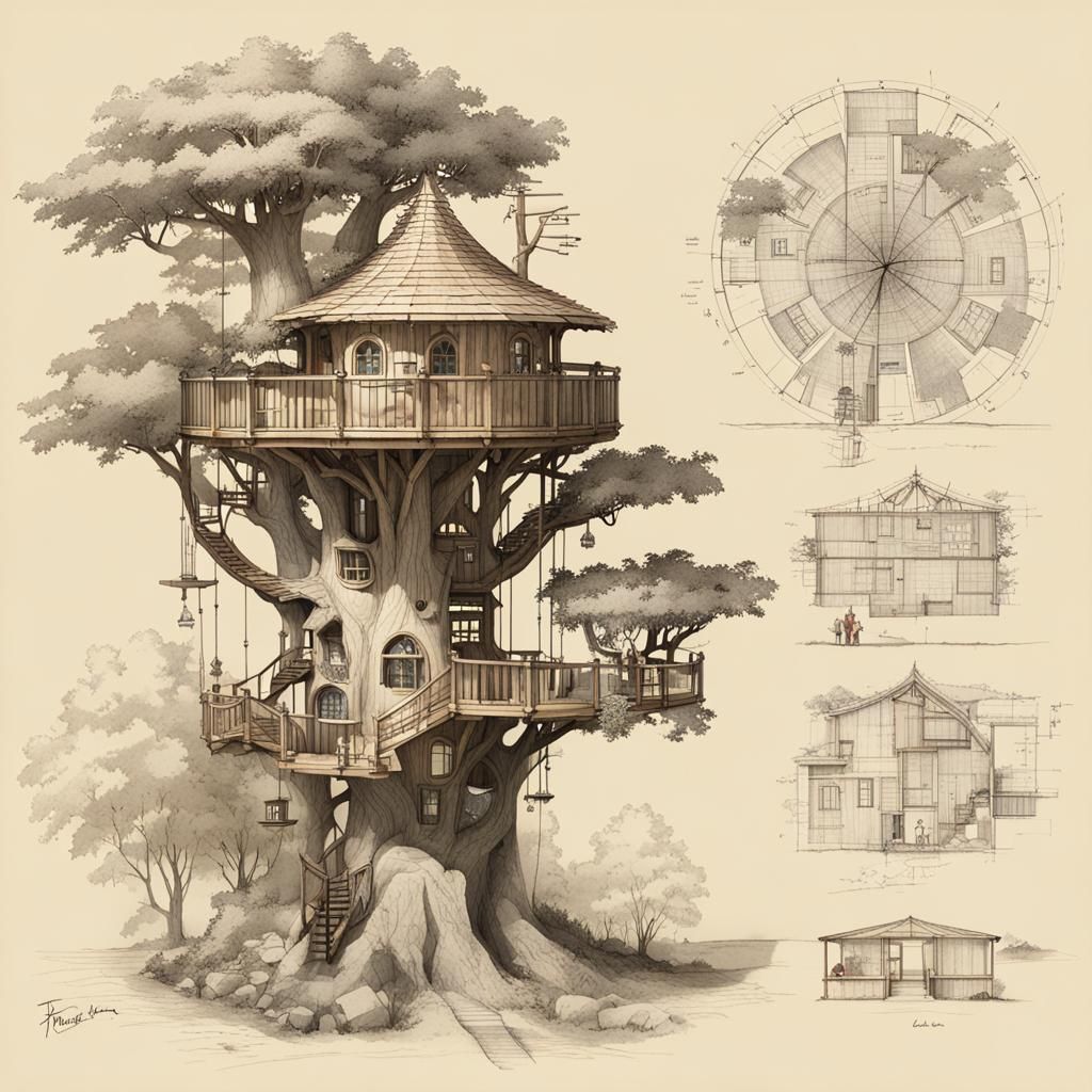 Architectural Plan for a Fantasy Treehouse
