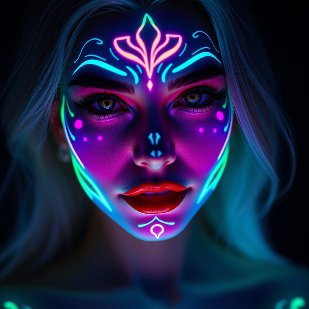 Glowing Pin-Up Beauty in Fluorescent Hues