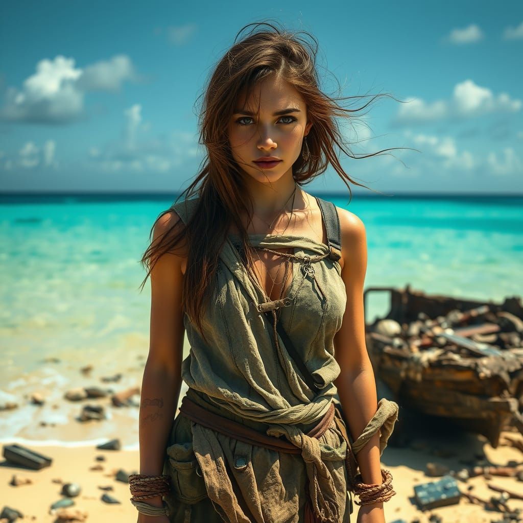Desperate Survivor on a Deserted Island