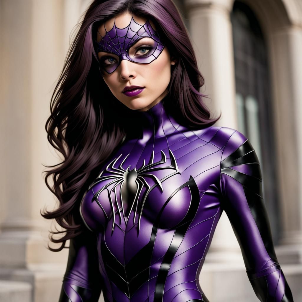 Spiderwoman in Purple and Black Costume