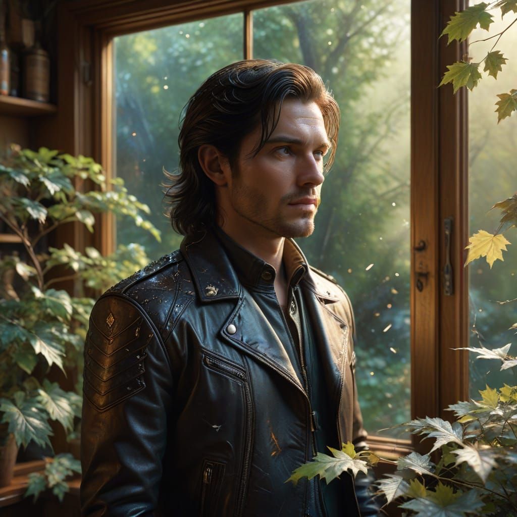 Biker Crafts Leather Quill in Golden Hour Light