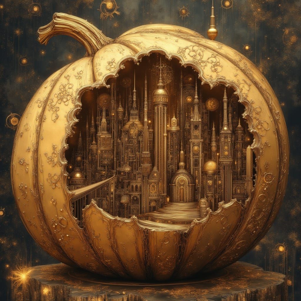 Steampunk City Rises Within Giant Hollowed Pumpkin