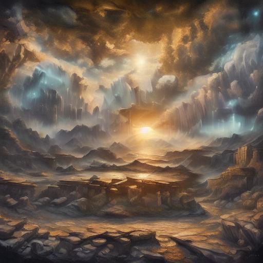 Dark Fantasy Castle in Mountains with Ominous Lighting