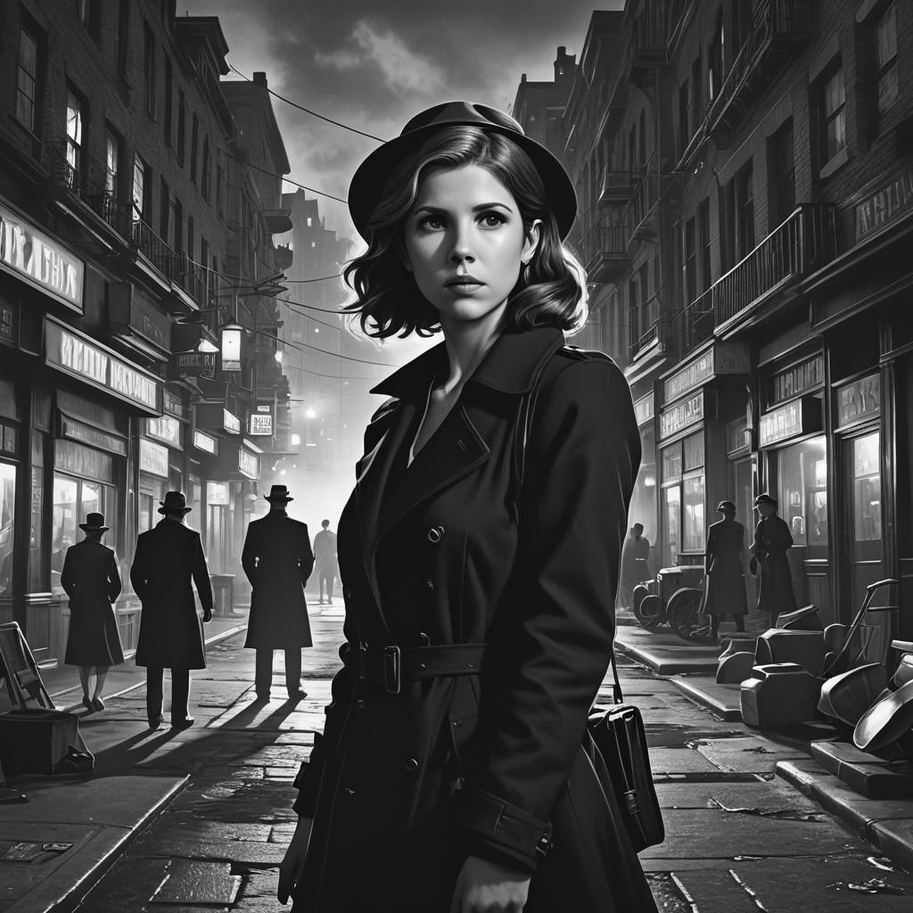 Film Noir Silhouette of a Detective in Black and White