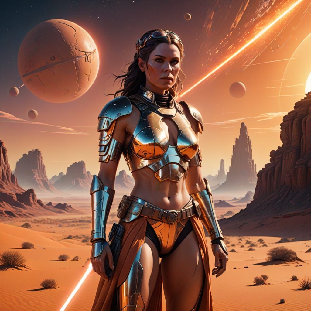 Surreal Galactic Desert Princess in Metallic Bikini