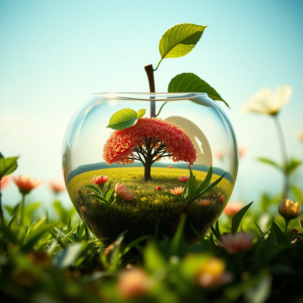 Glass Apple Frames Vast Springtime Paradise