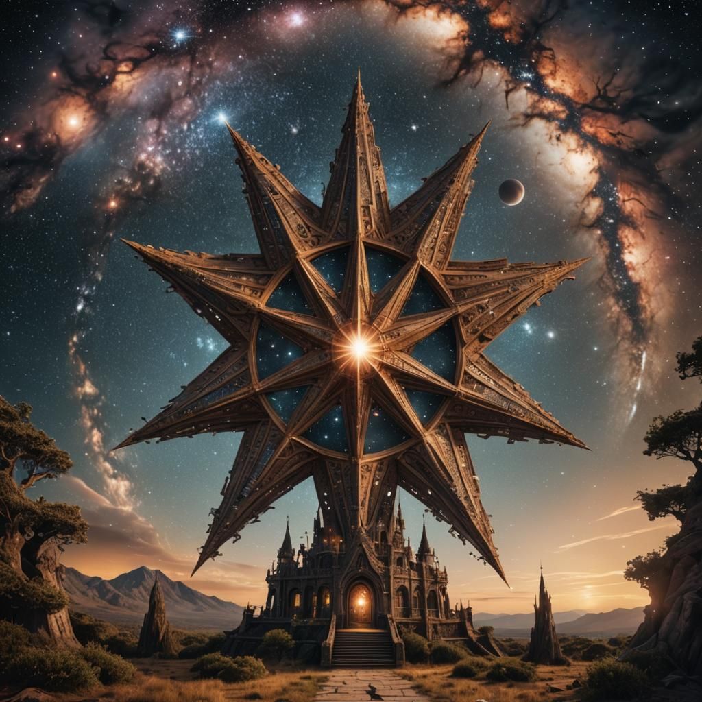 Cosmic Fantasy Scene in Hyperrealistic Style