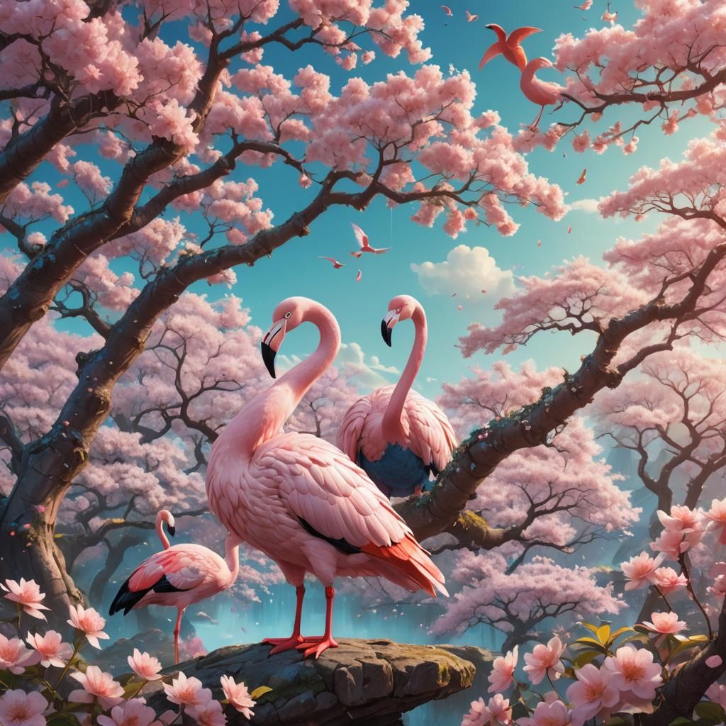 Majin Buu and Kirby Cherry Blossom Fantasy Art