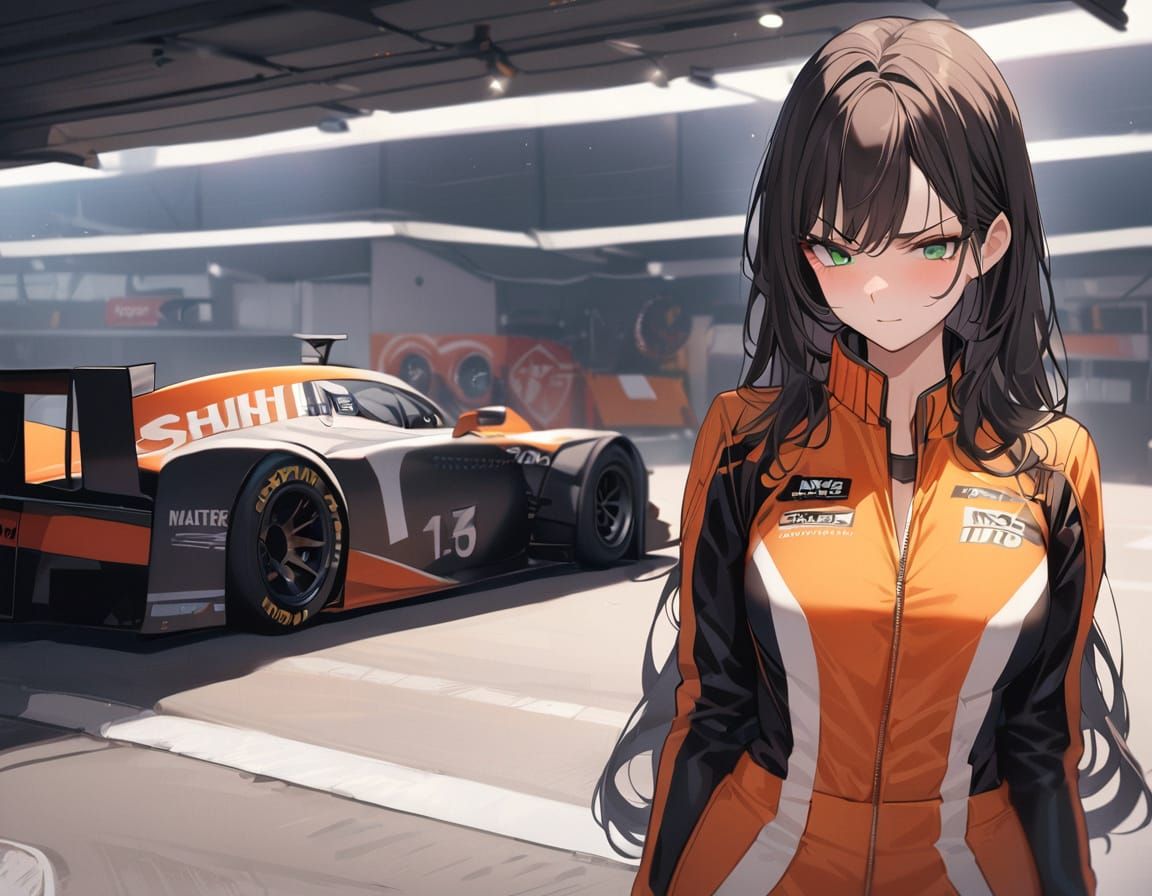 Angry Racer in Garage at the Racetrack