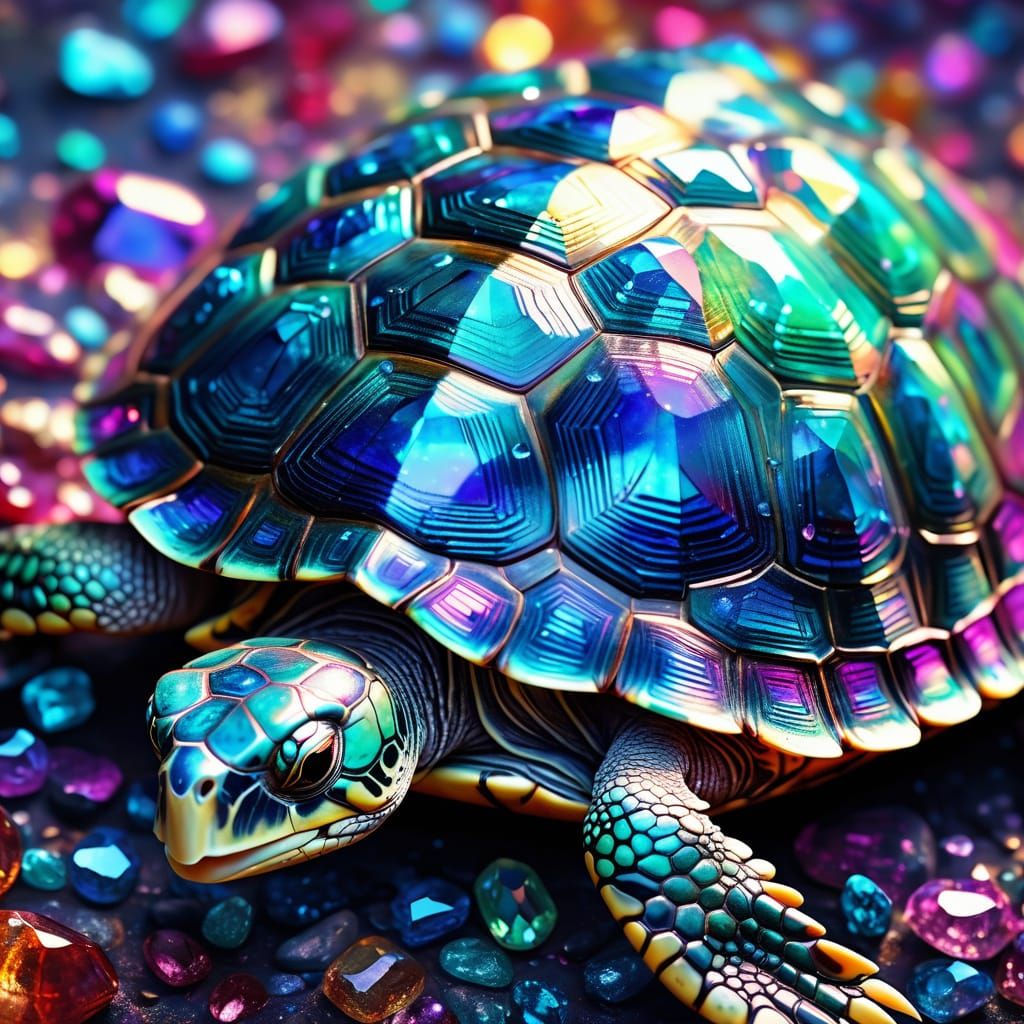Jeweled Turtle Shell in Vibrant Digital Art