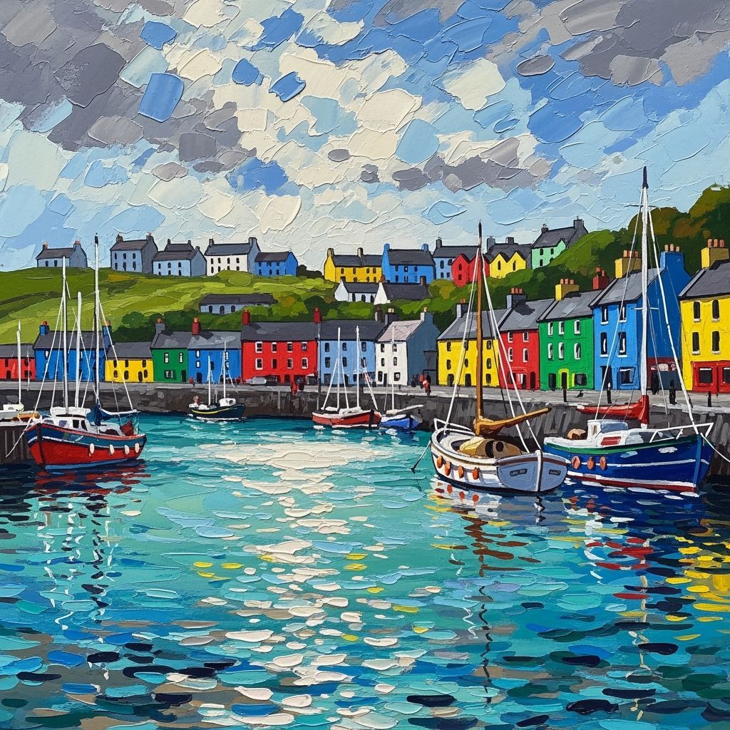 Tobermory Harbor in Impressionist Gouache Style
