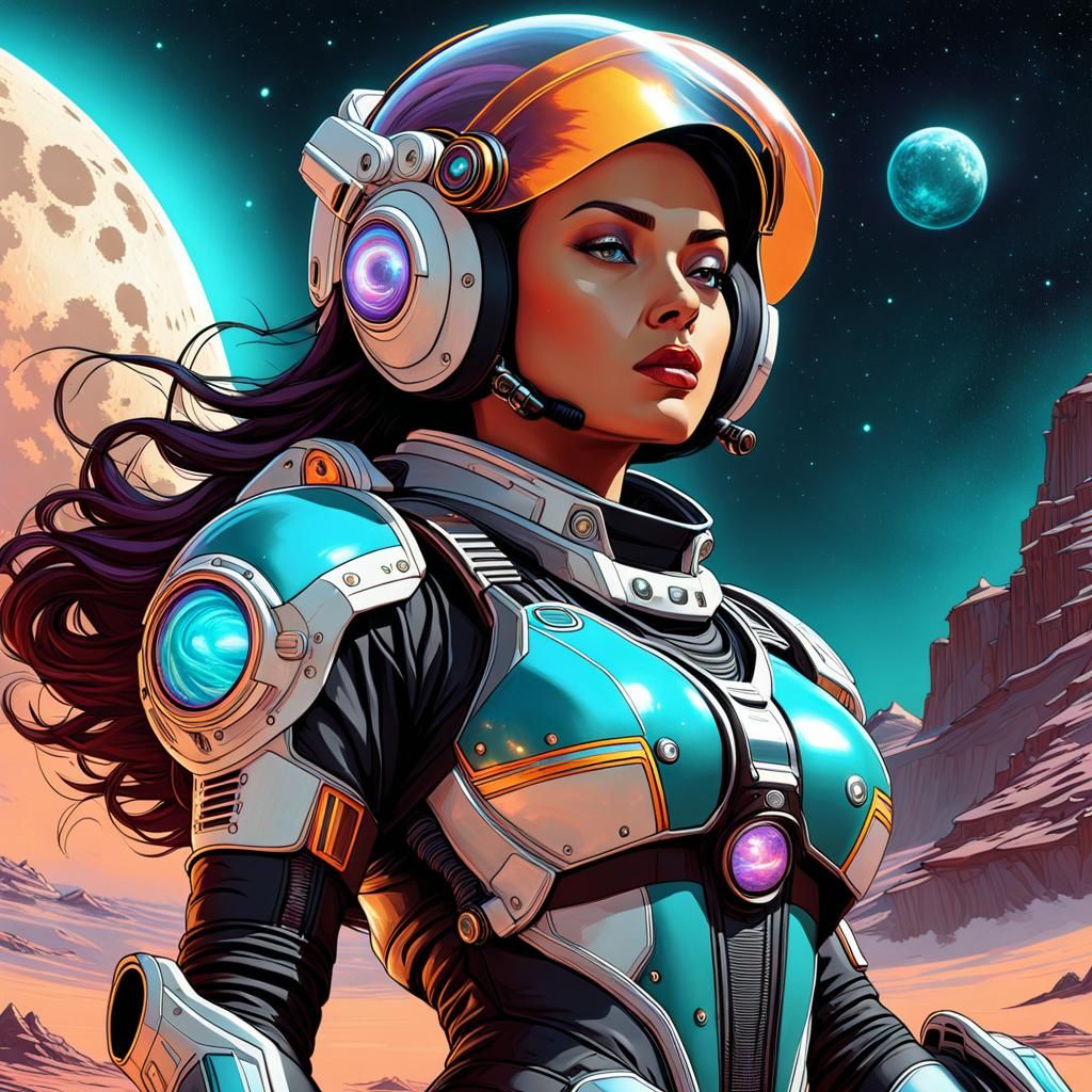 Futuristic ATV Lunar Race in Maximalist Style