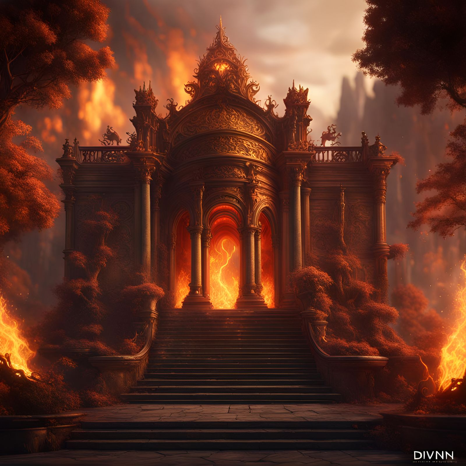 Fiery Elemental Art: Divine Spark and Protection