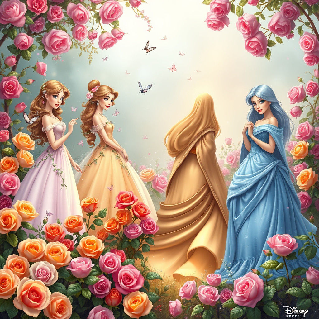 Disney Princesses in an Enchanted Seasonal Garden