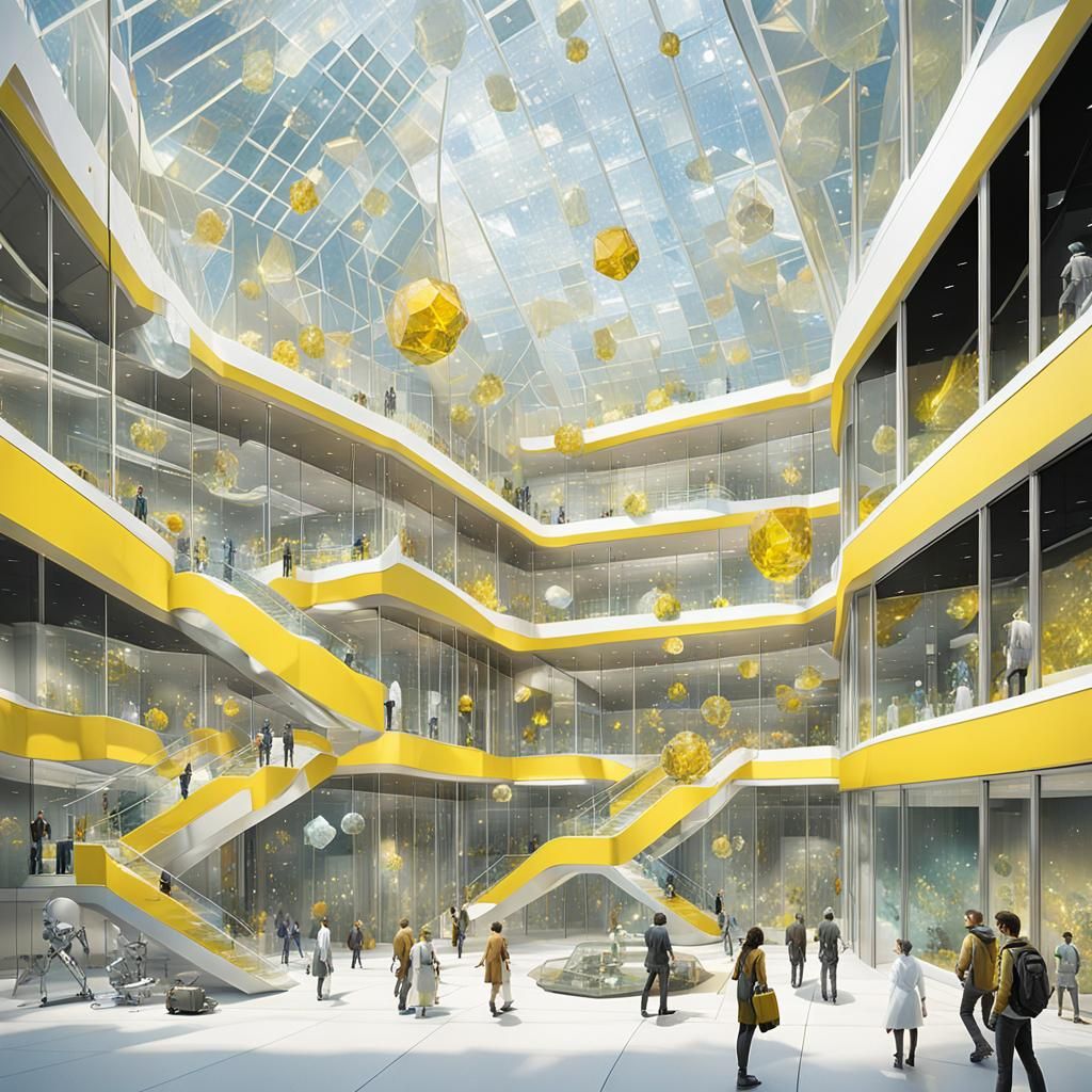Futuristic Atrium with Crystalline Labs in HDR