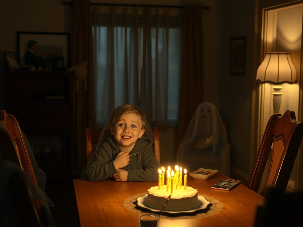 Boy's Birthday Celebration with Ghostly Friends