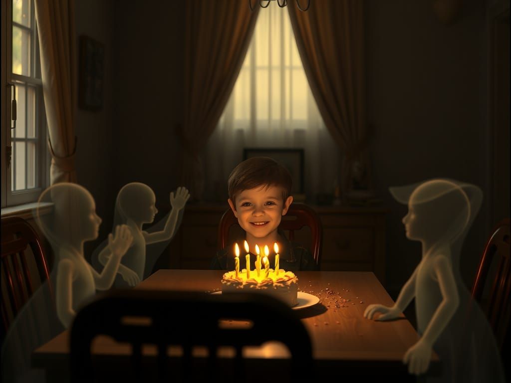 Boy's Birthday Celebration With Ghostly Friends