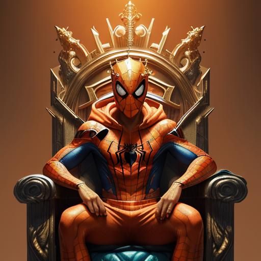 Spiderman as King on Throne: Hyperrealistic Art