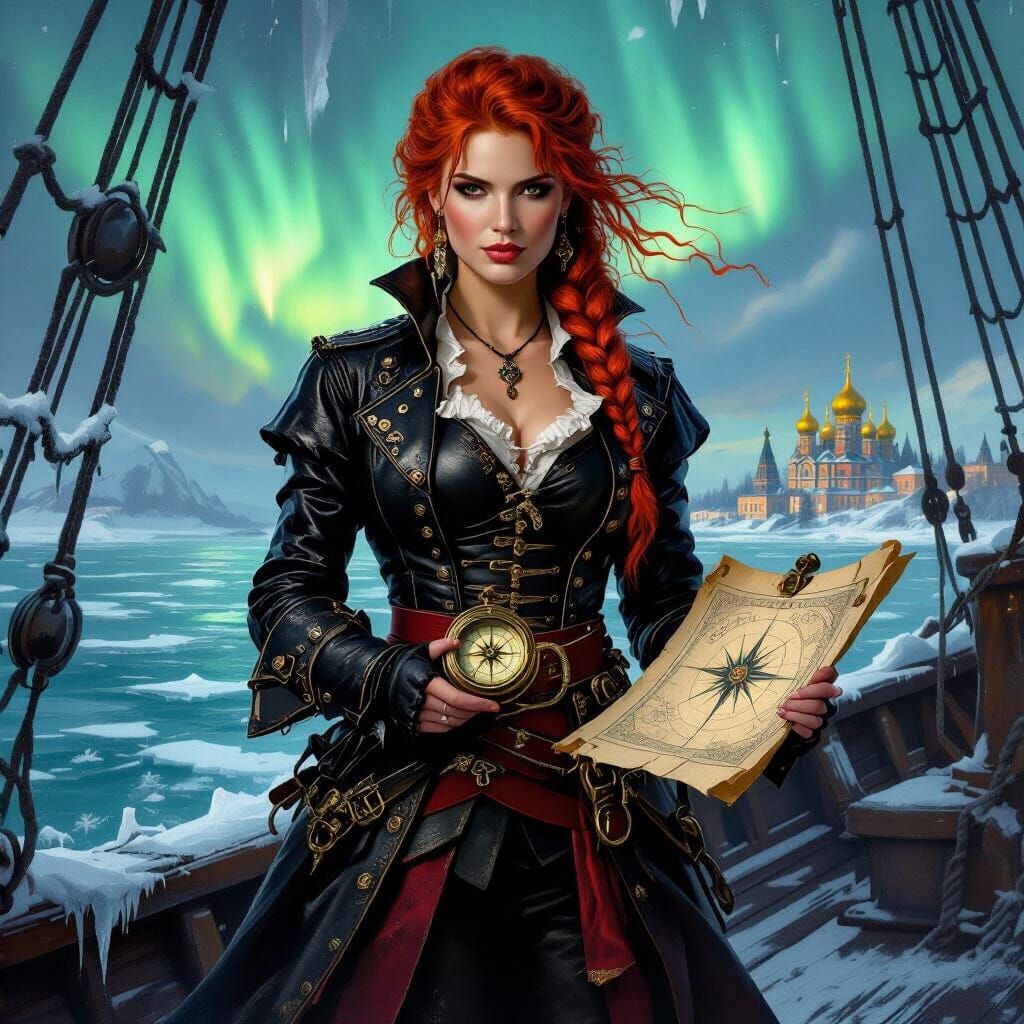 Pirate Queen in Frozen Arctic Seas, Dutch Golden Age Style