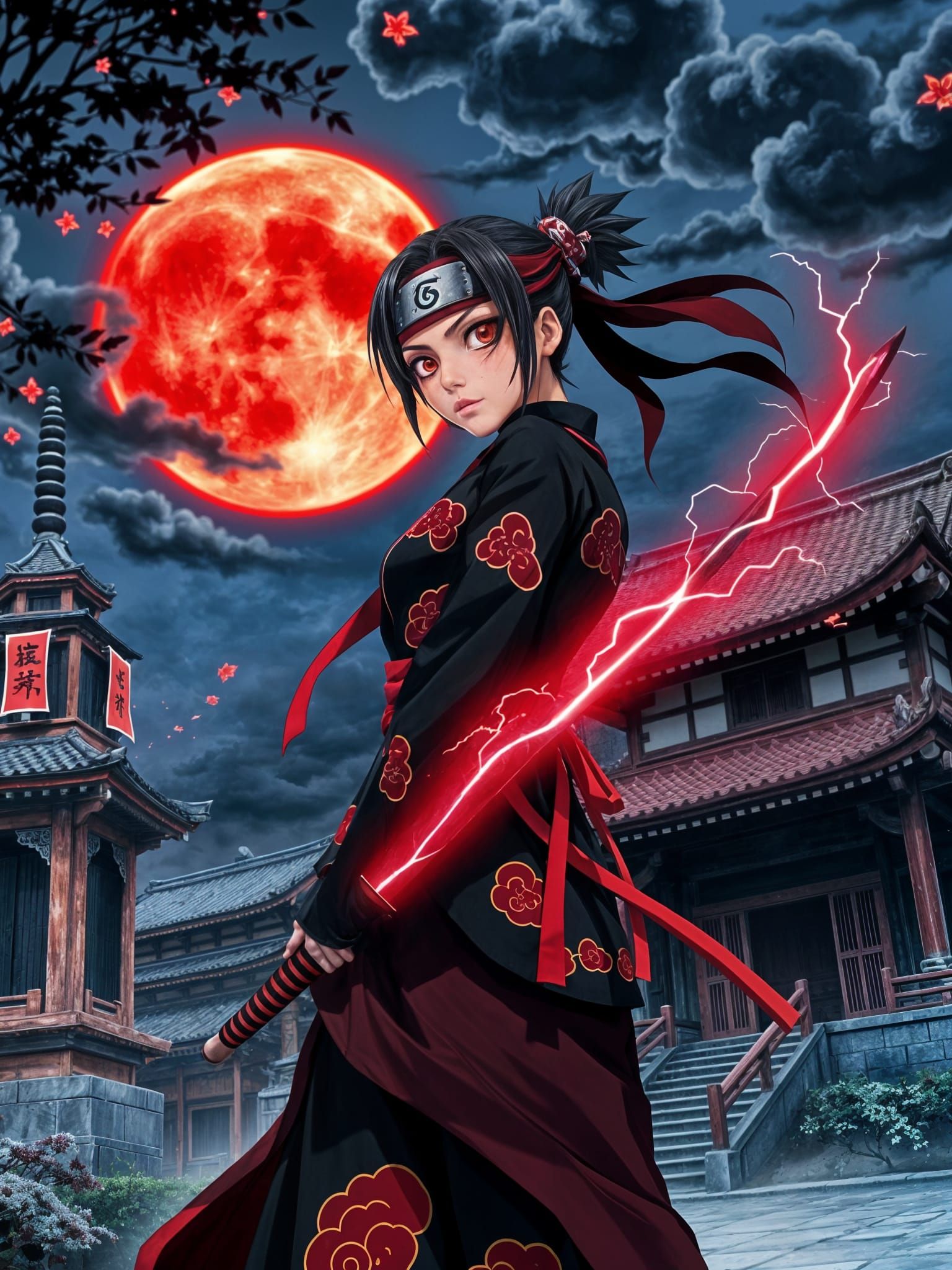 Mysterious Ninja Goddess with Sharingan Eyes