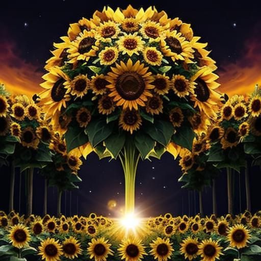 Sunflower Fantasy World Machine Generated by AI