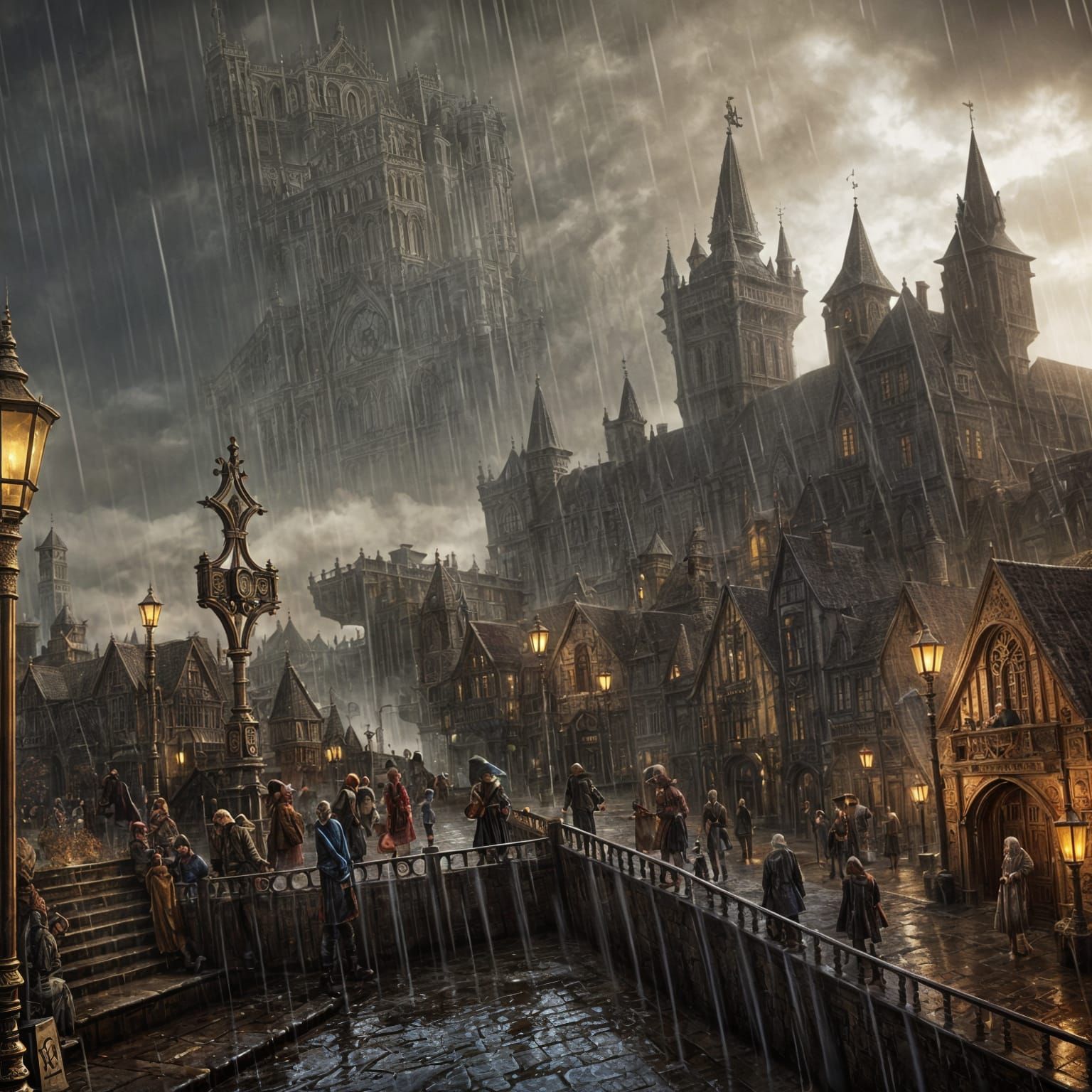 Flooded Ankh-Morpork: Detailed Medieval Matte Painting