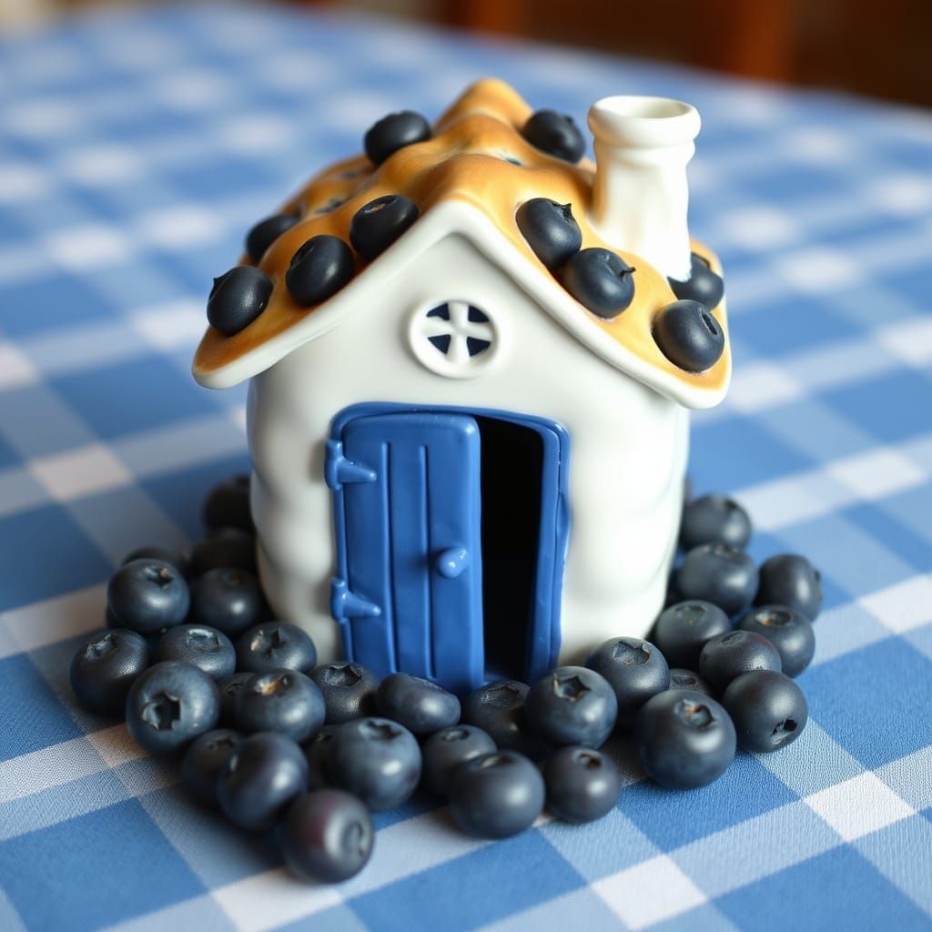 Blueberry Muffin House Made of Porcelain