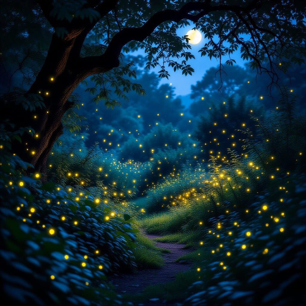 Mystical Overgrown Garden at Night: Professional Photography