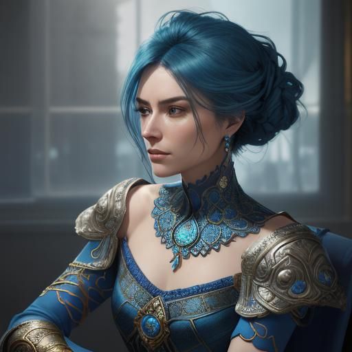 Hyper-Realistic Woman Portrait with Glass Figurines