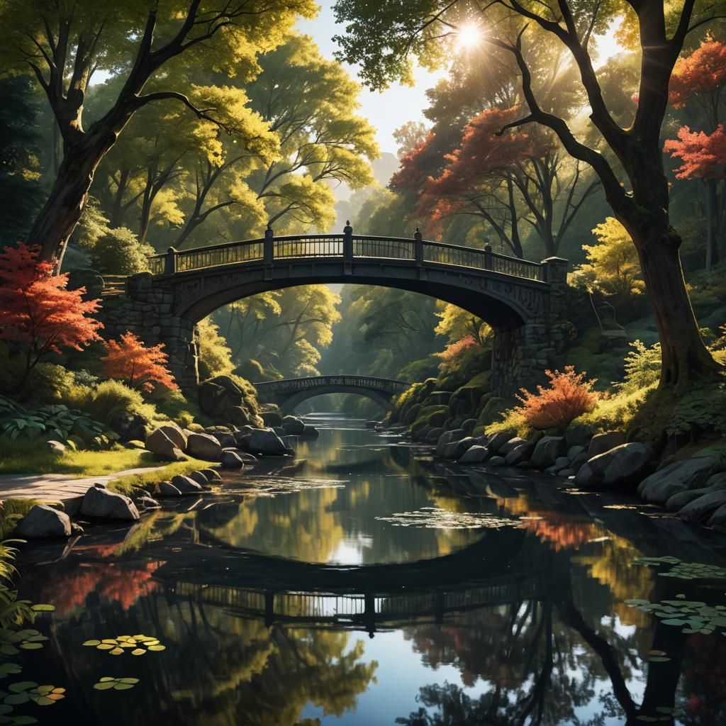 Colorful River Scene in Contrasting Monochrome and Color