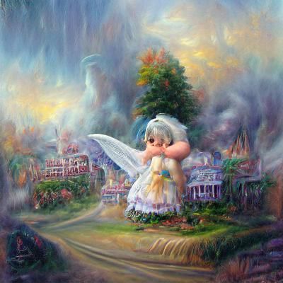 Sad Angel in Happy Land: Ethereal Fantasy Art