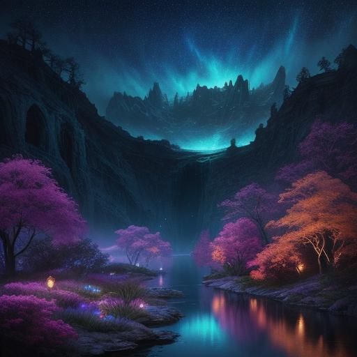 Surreal Dream World with Floating Islands