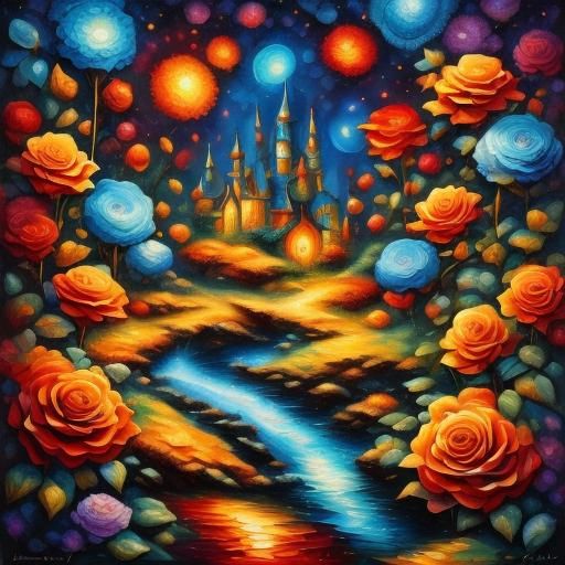 Double Helix Rose in Impasto Style