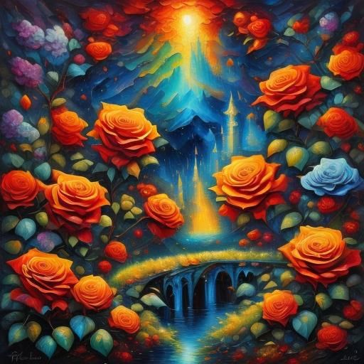 Double Helix Rose in Impasto Style