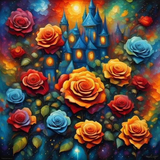 Double Helix Rose: Impasto Oil Painting