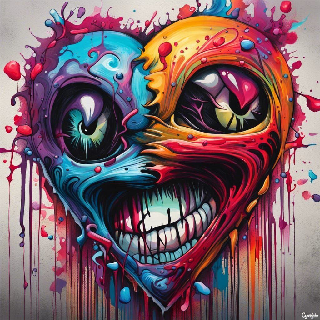 Colorful Gothic Graffiti Art: Love's Whimsy