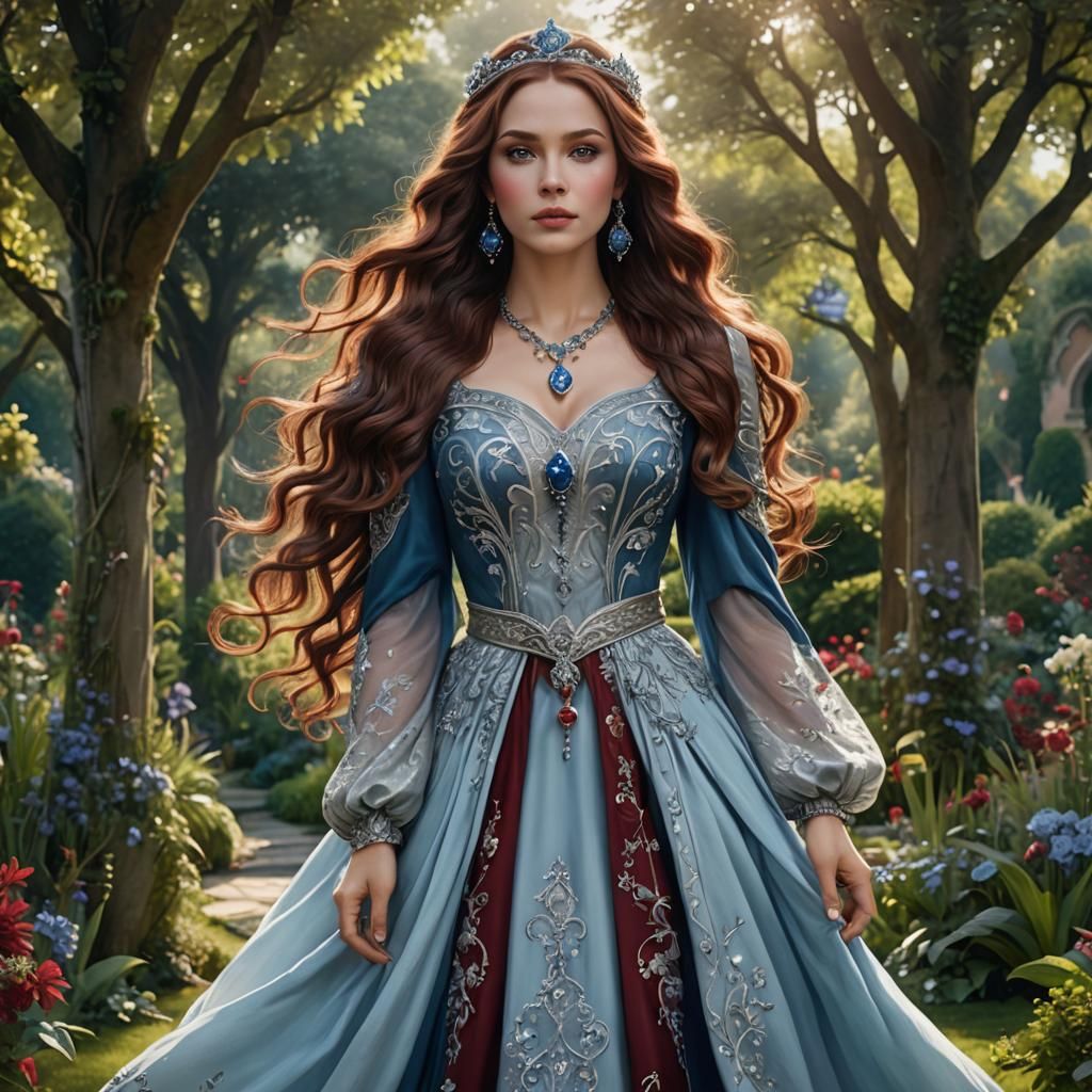 Fantasy Princess in Lush Garden, Concept Art