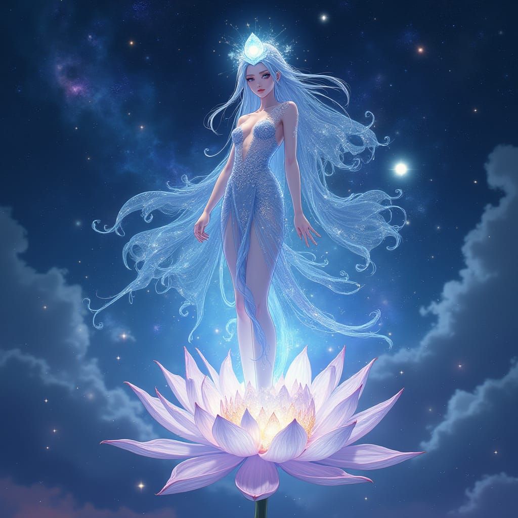 Mystical Maiden Blooms in Cosmic Lotus