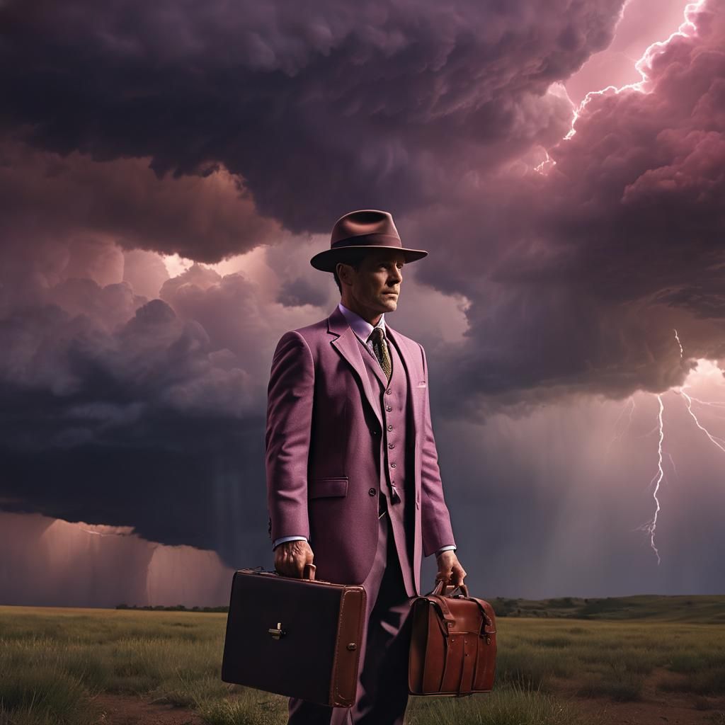 Charming Man in Surreal Setting with Golden Lighting