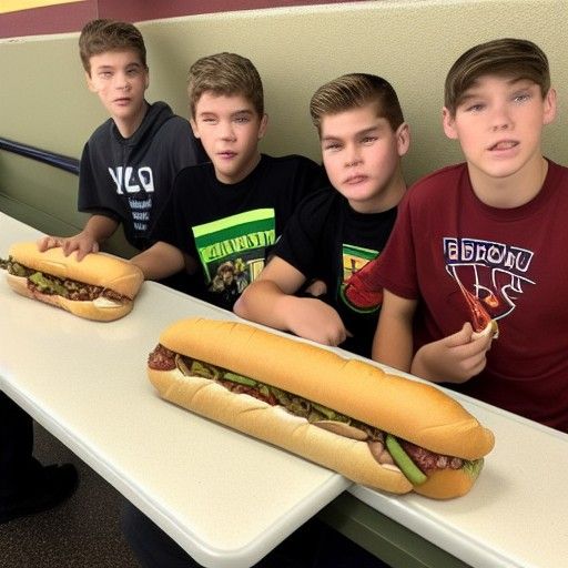Friends Sharing Subway Footlong Sandwich