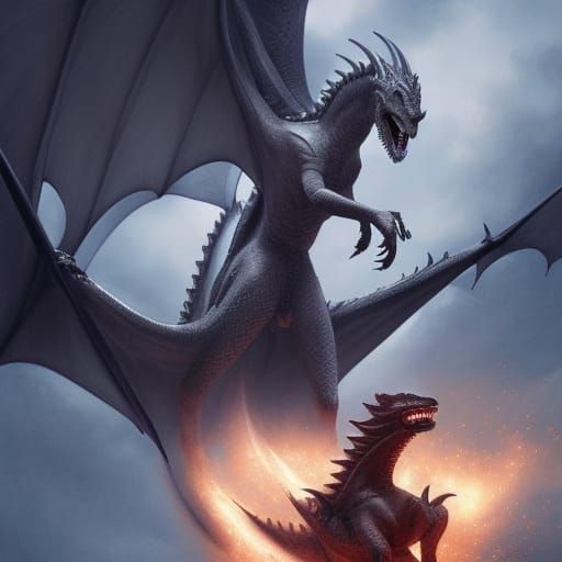 Daenerys Targaryen Rides Dragon in Dark Fantasy Art