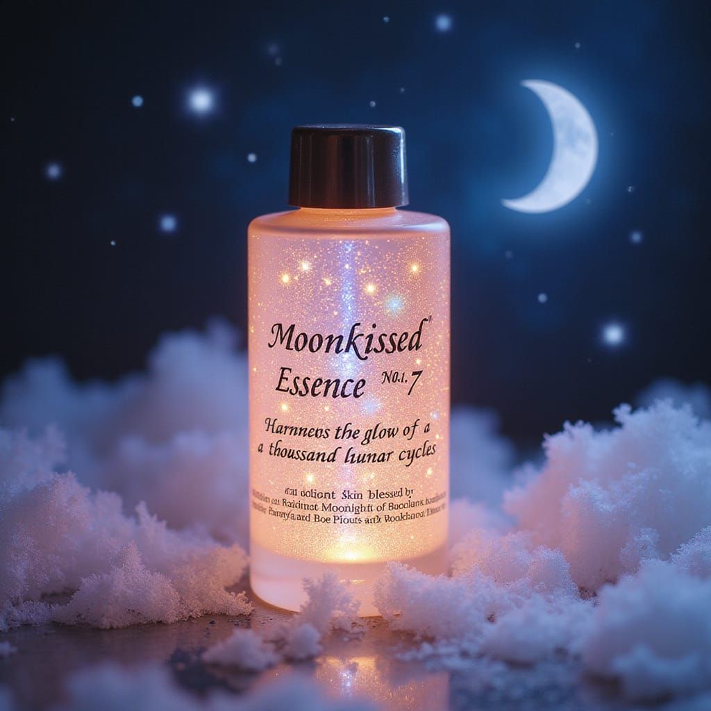 Glowing Bottle in Lunar Aura with Crescent Moons and Pastel ...