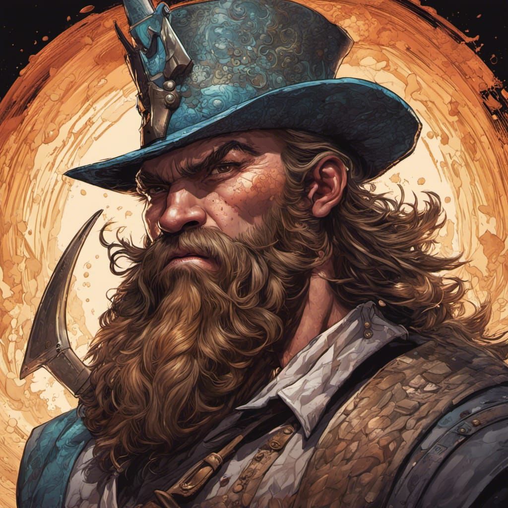 Fantasy Barbarian in Bowler Hat: Hyperrealistic Comic Art