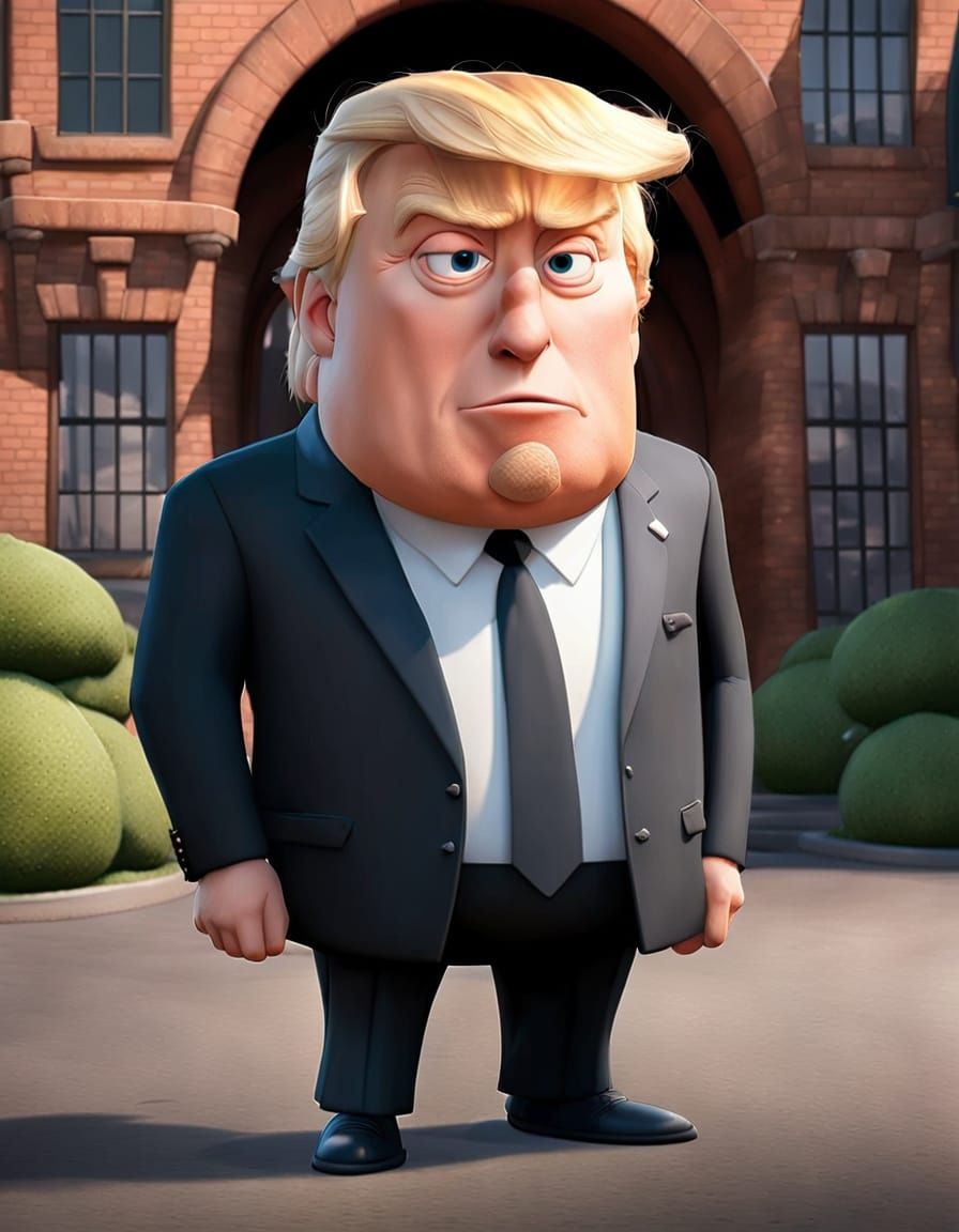 Trump as Despicable Me Character in Pixar Style