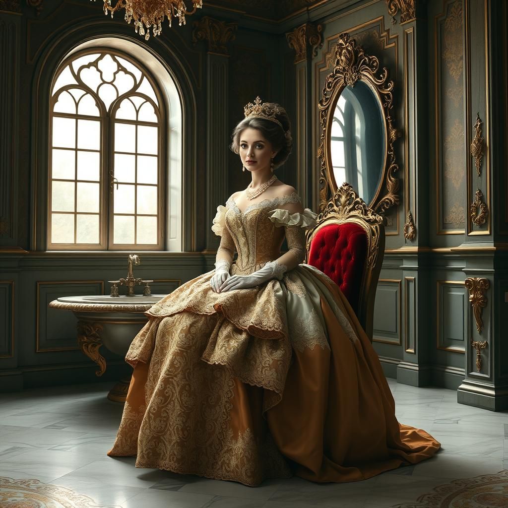 Princess on the Throne: Baroque Bathroom Scene
