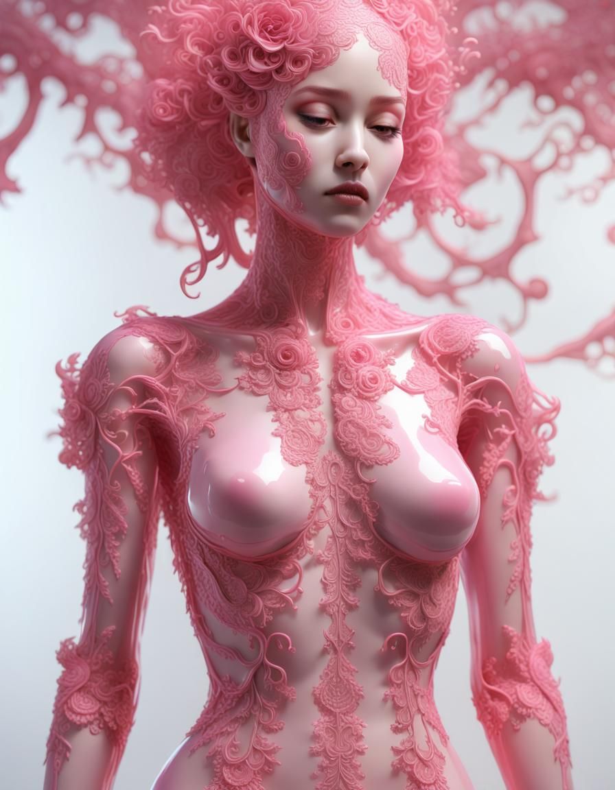 Resin-Covered Figure in Pink, 3D Octane Render