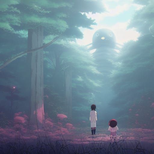 Surreal Nightmare Parade in Studio Ghibli Style
