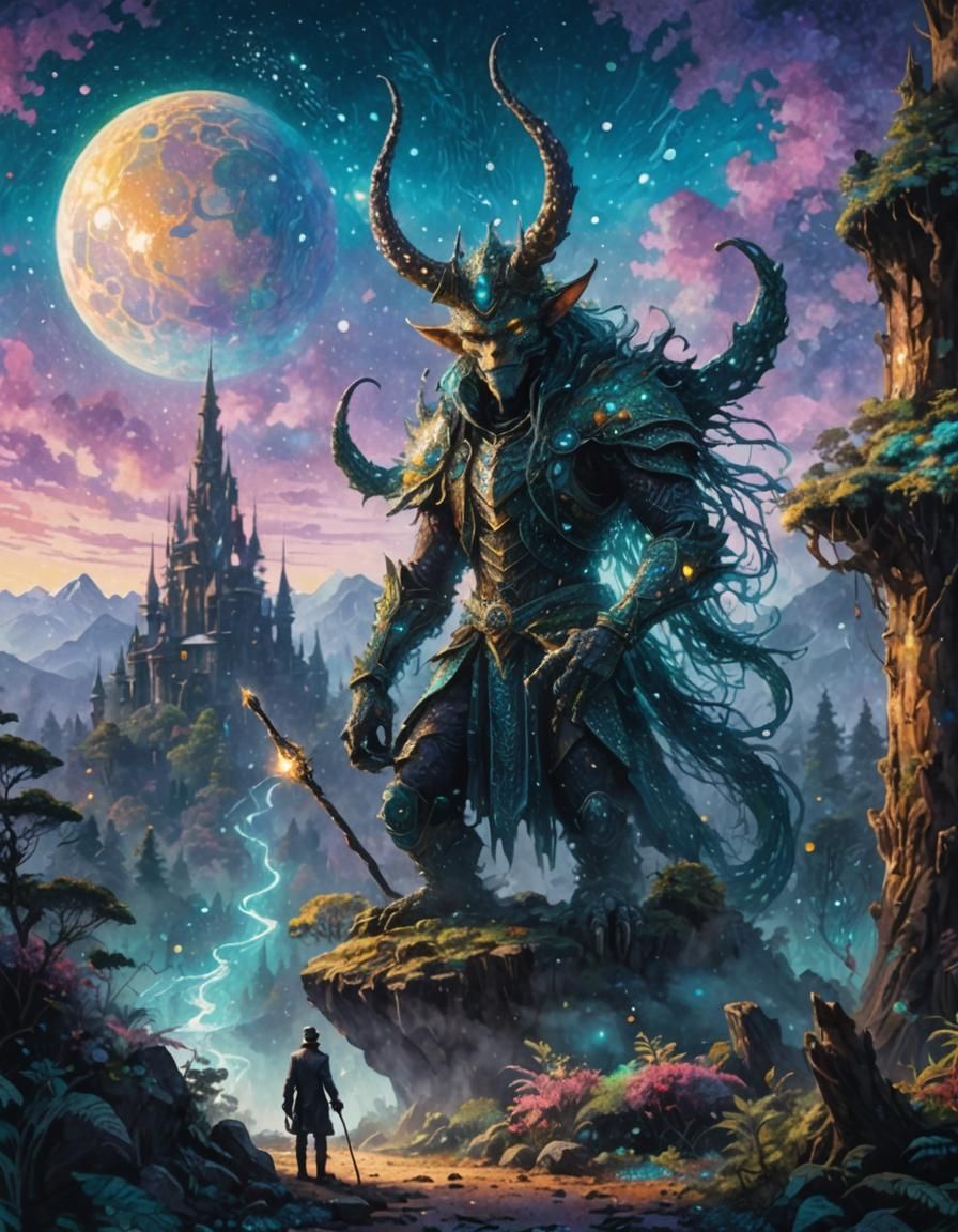 Monster Person in Pointillism Art Style