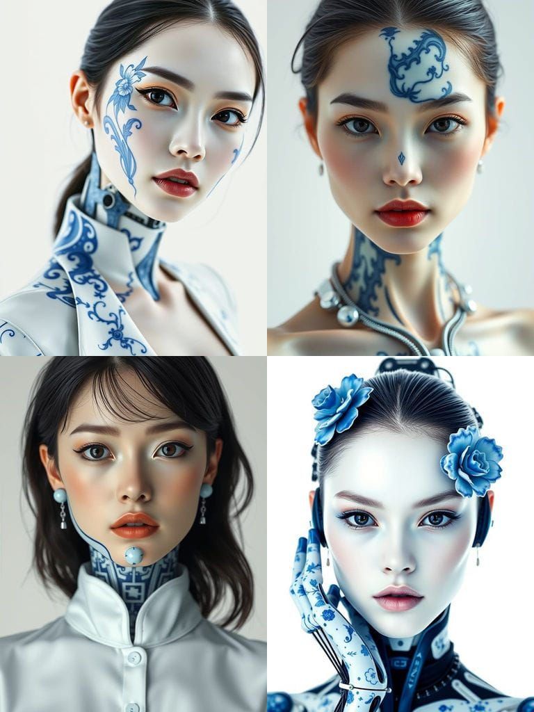 Ultra-Realistic Fashion Editorial Portrait with Bionic Eleme...