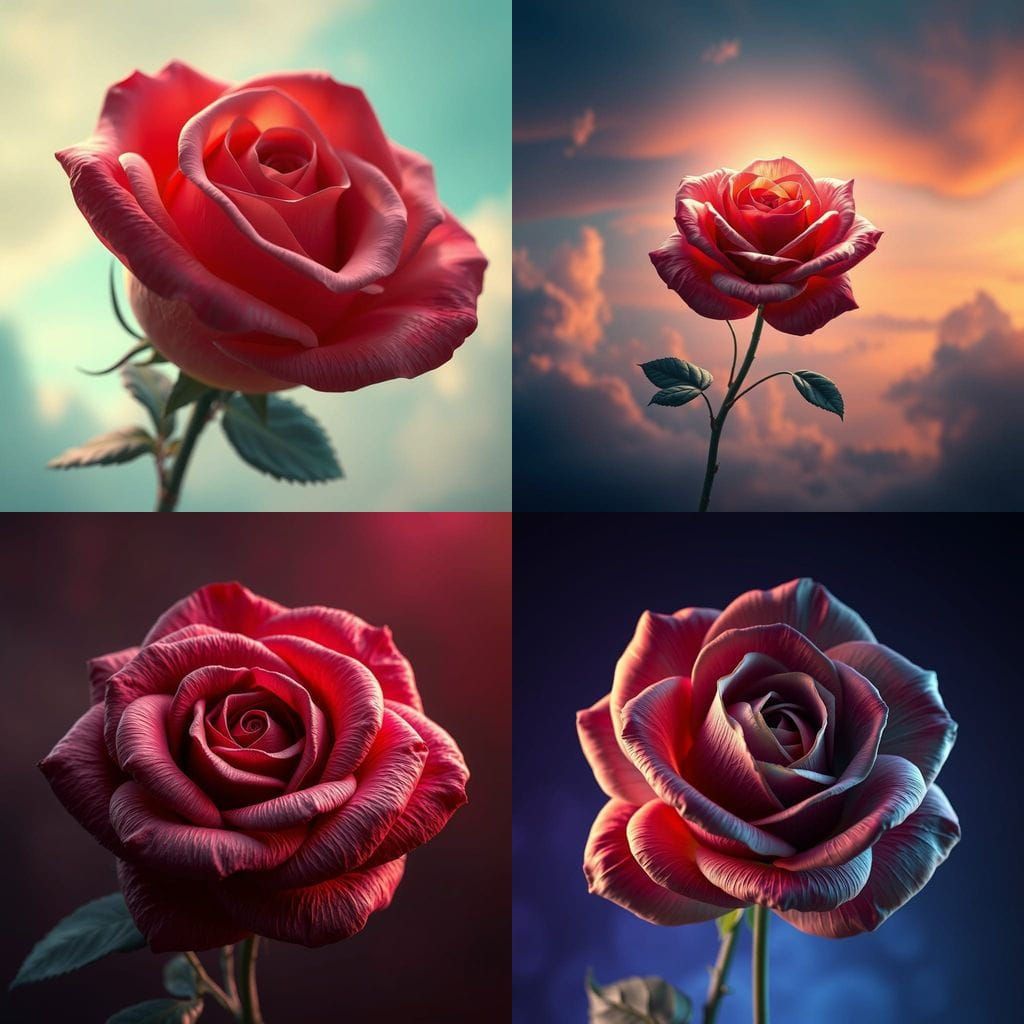 Realistic 8K 3D Rose in Vibrant Deep Colors